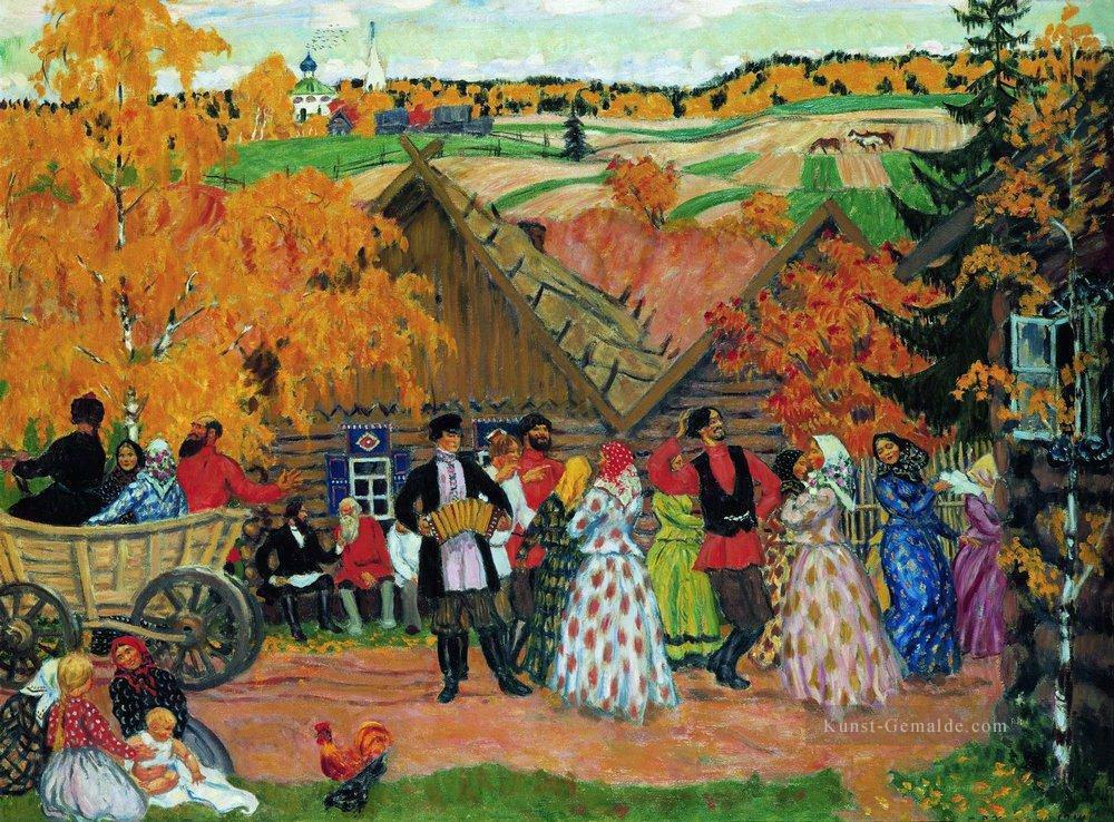 Dorfurlaub Herbsturlaub im Dorf 1914 Boris Mikhailovich Kustodiev Ölgemälde